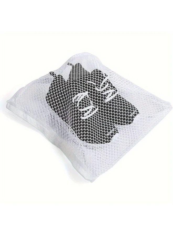 White Laundry Bag With Elastic Strap Durable Fabric 15 5x15 5 Inches For Shoes Clothing Home Organization - Image 2